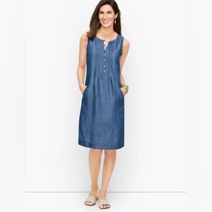 Talbots Pintucked Denim Shift Dress size 4